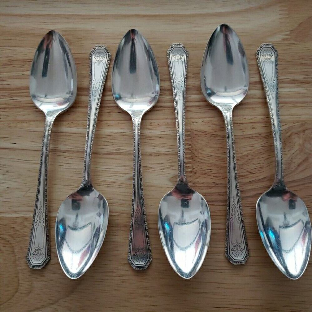 JC Penney Co Set of 6 Teaspoons Vintage Silver Tone 6" Vintage